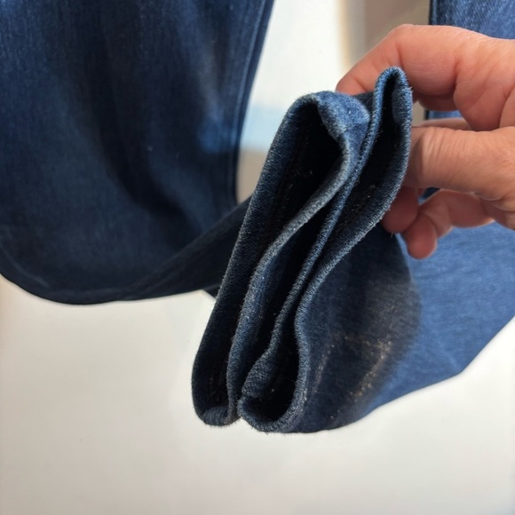 SPANX Sz L Pull On Skinny Jeggings Dark Wash Stretchy Blue Jeans - Picture 4 of 9